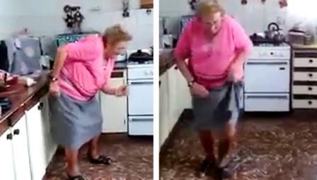 Når barnebarnet ser hva bestemor driver med på kjøkkenet, tar han straks fram kameraet!