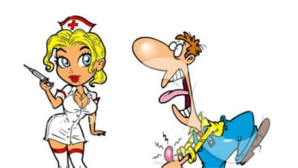 Snekkeren er på legevakten etter å ha fått seg en smell, men når den sexy sykepleieren sier at det er hans tur….Haha!