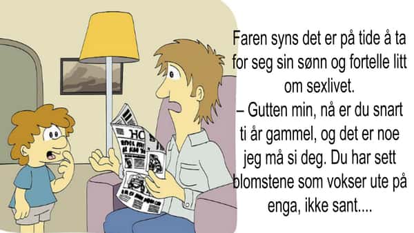 Far forteller om blomstene og biene, men reaksjonen han får fra sønnen?….😅