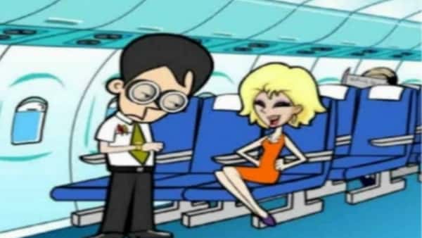 Blondinen vil ikke høre på flypersonalet, da tar kapteinen ansvar og griper inn…Haha!