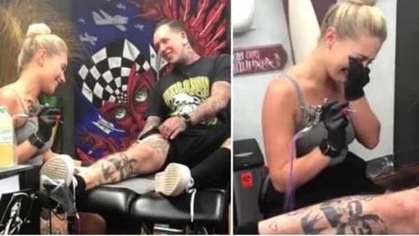 Han ber kjæresten om å tatovere ham – men da hun ser låret hans kommer tårene!