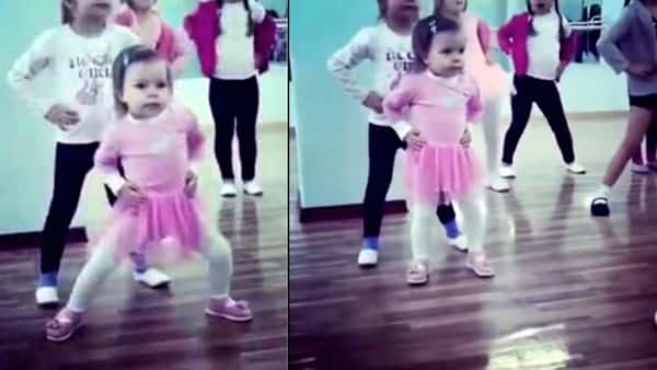 Den lille jenta danser ballett med de eldre jentene – se så søt hun er når musikken endrer tempo!