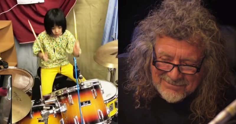 Åtte-åringen overrasker Robert Plant når hun nailer Led Zeppelins trommesolo!
